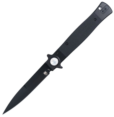 CobraTec Stiletto Button Lock G10 Knife Folding Blade Black/Black
