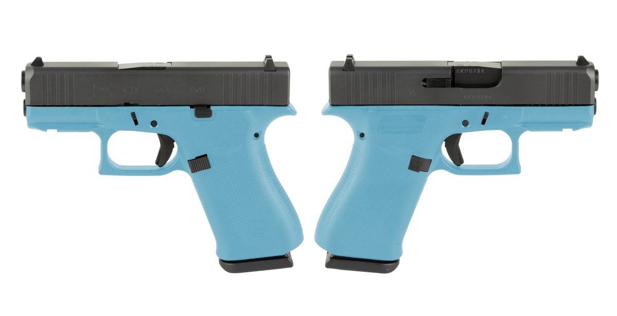 GLOCK G43X 9MM PISTOL 3.41" TIFFANY BLUE NIGHT SIGHTS 2-10RD MAGS
