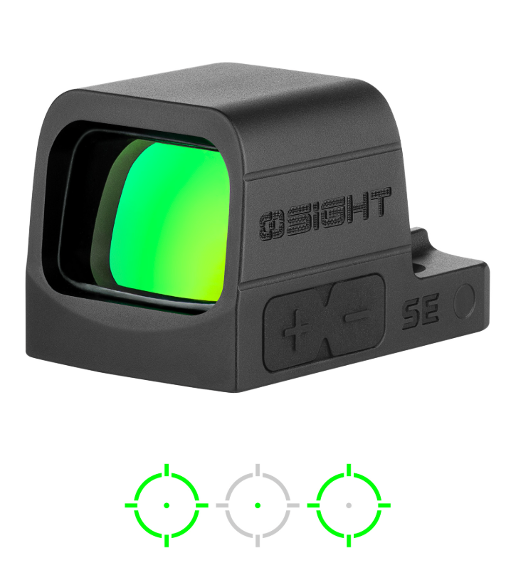 OSIGHT SE 2MOA DOT + 32MOA CIRCLE GREEN DOT SIGHT RMSc FOOTPRINT, BLACK