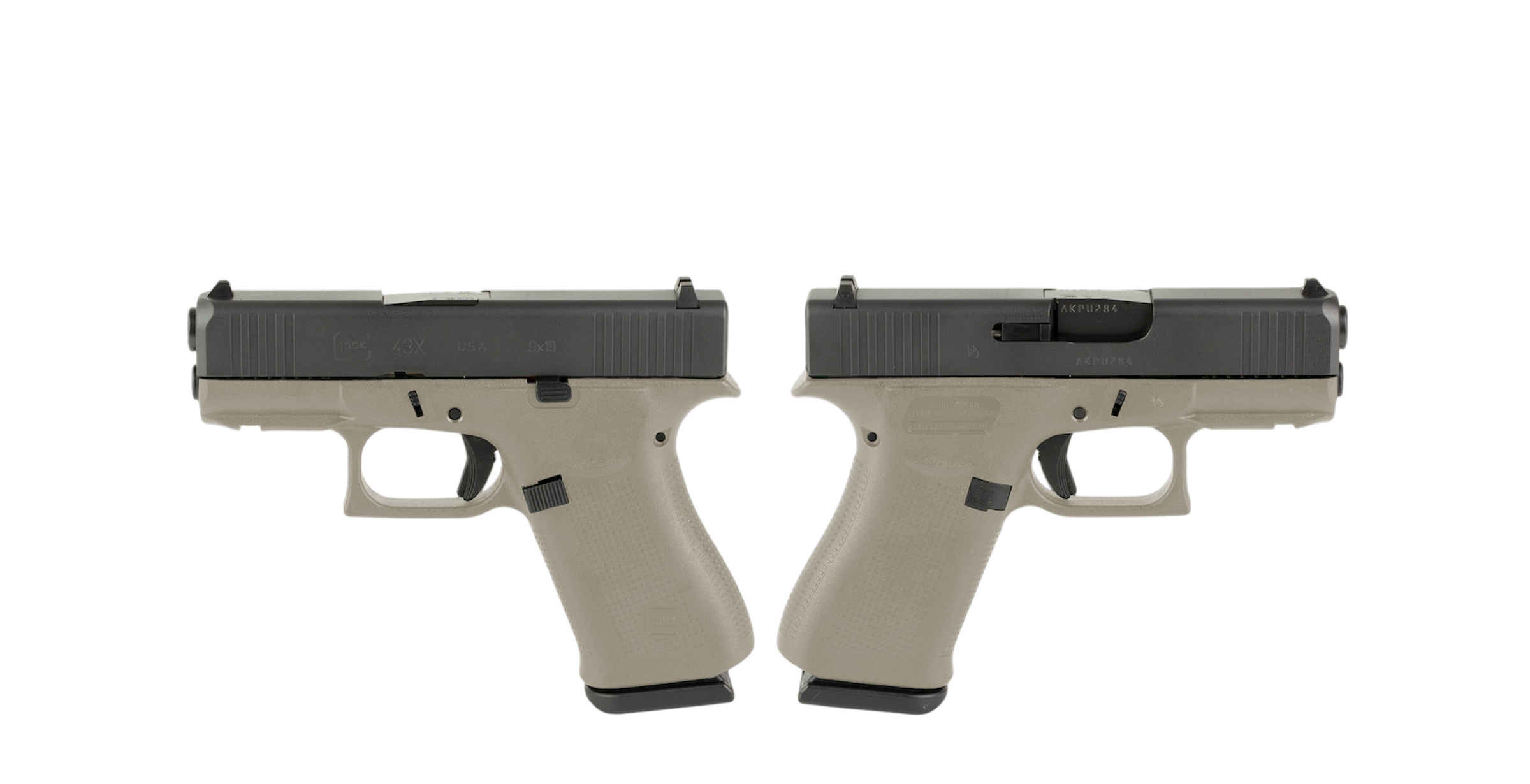 GLOCK G43X 9MM PISTOL 3.41" MCMILLIAN TAN NIGHT SIGHTS 2-10RD MAGS