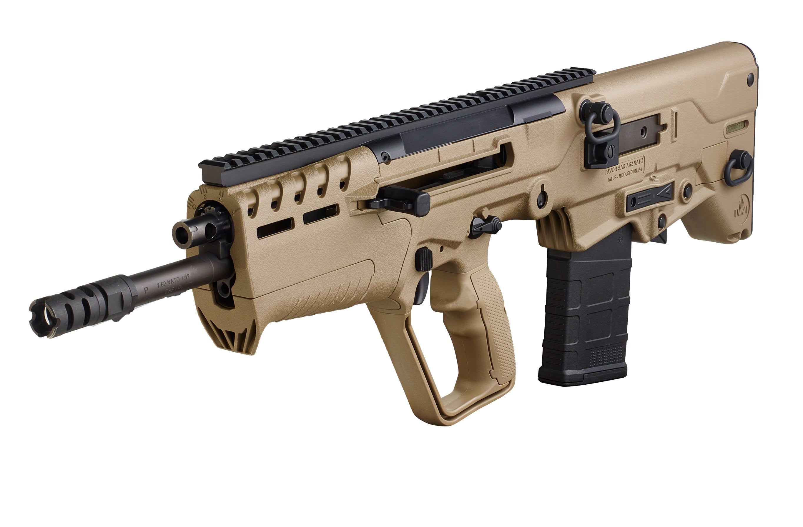 IWI US T7FD16 Tavor 7 7.62x51mm NATO Caliber with 16.50" Barrel, 20+1 Capacity, Flat Dark Earth Metal Finish, Flat Dark Earth Fixed Bullpup Stock & Polymer Grip Right Hand