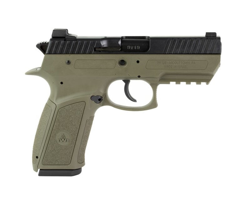 IWI US J941PSL9OD-II Jericho 941 Enhanced 9mm Luger Caliber with 3.80" Barrel, 17+1 Capacity, OD Green Finish Picatinny Rail Frame, Serrated Black Steel Slide & Polymer Grip
