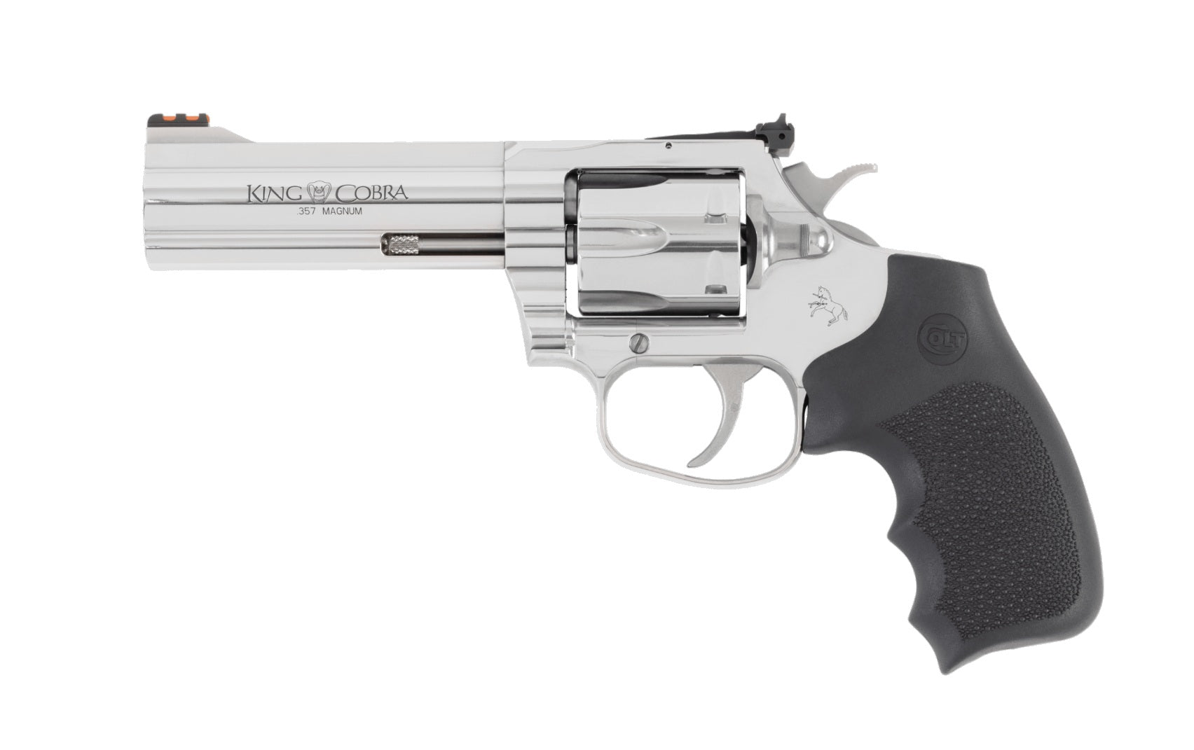 Colt Mfg KCOBRASB4RTS King Cobra Target 357 Mag 6rd Shot 4.25" Stainless Steel Barrel, Cylinder & Frame, Black Hogue Overmolded Grip, Exposed Hammer