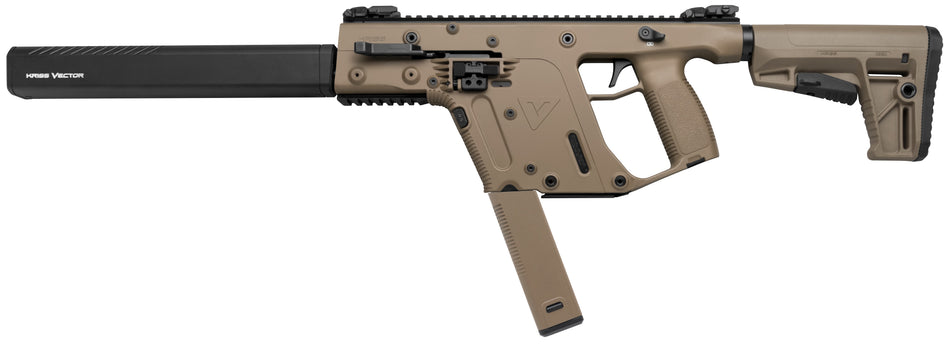 Kriss USA KV45CFD20 Vector CRB G2 45 ACP 30+1 16" Black Nitride Threaded Barrel, Flat Dark Earth Picatinny Rail Aluminum Receiver, FDE Synthetic 6 Position Stock & Polymer Grip