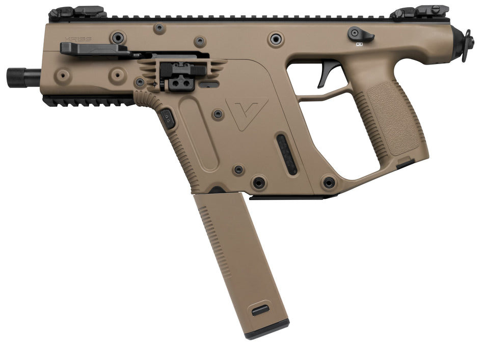 Kriss USA KV45PFD20 Vector CRB Gen2 45 ACP 30+1 Black Nitride Threaded Barrel, Flat Dark Earth Picatinny Rail Top & Bottom, QD Sling Swivel