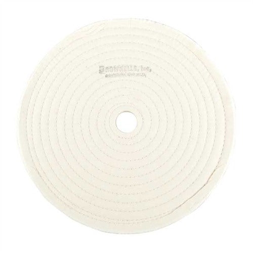 MUSLIN POLISH WHEEL, STITCHED, 10" X 3/8" THICK, 1" ARBOR