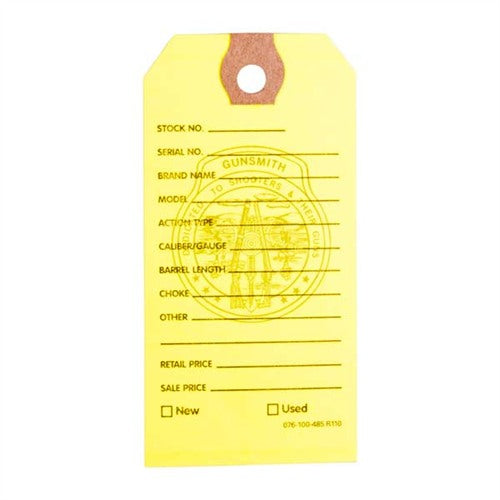 GUN PRICE TAGS, YELLOW, 100 PACK