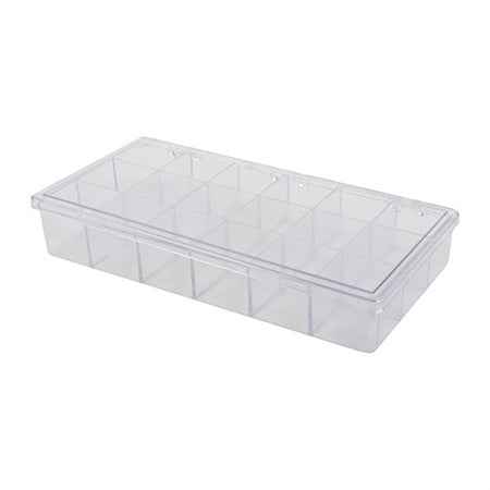 STORAGE BIN, 18 COMPARTMENT, 8-1/4"X4-1/4"X1-1/4", 1 PACK