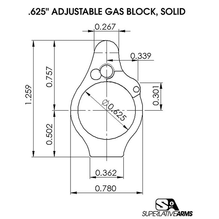 AR-15 SOLID ADJUSTABLE GAS BLOCK 850051342471