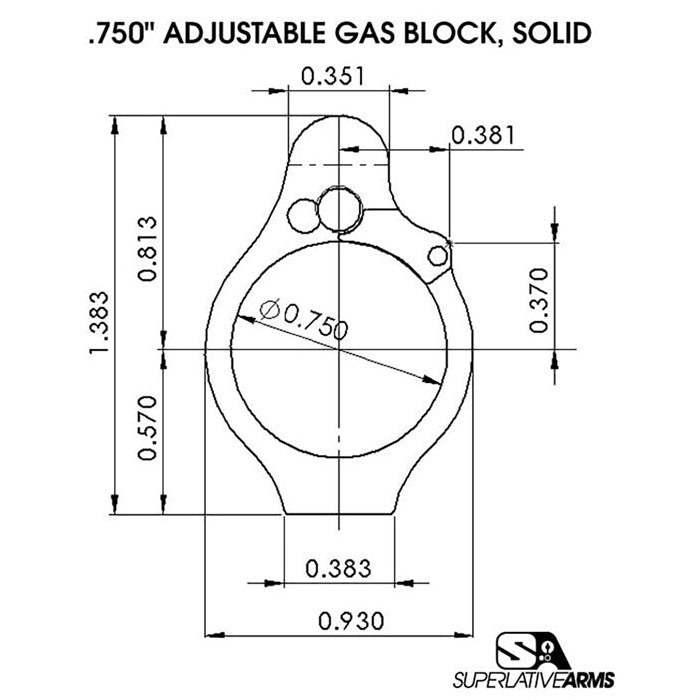 AR-15 SOLID ADJUSTABLE GAS BLOCK 850011846759
