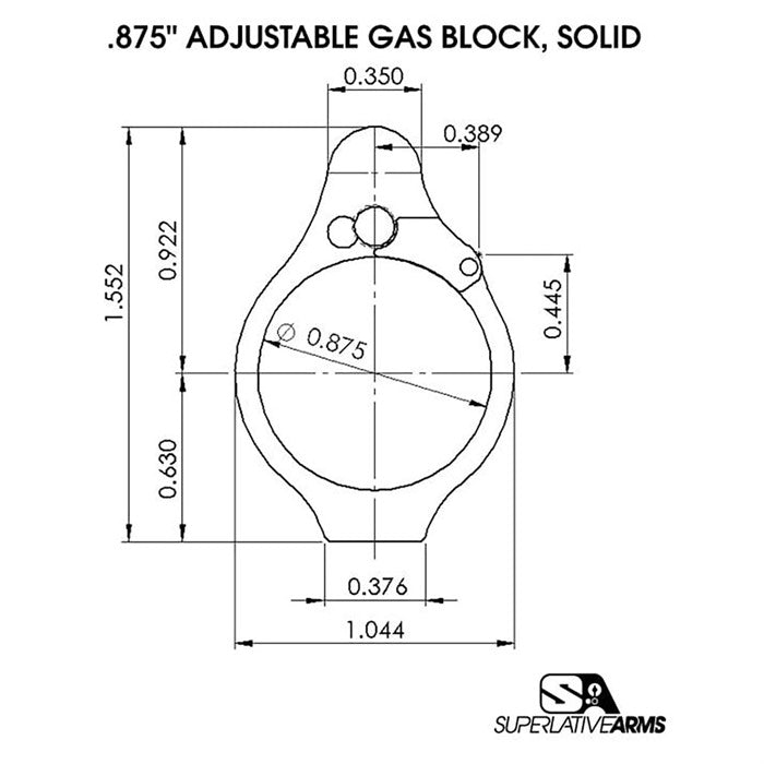 AR-15 SOLID ADJUSTABLE GAS BLOCK 850051342501