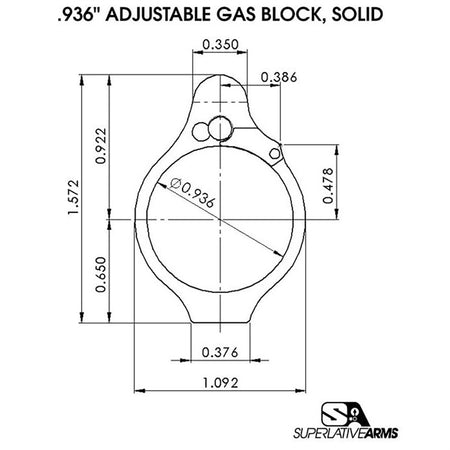 AR-15 SOLID ADJUSTABLE GAS BLOCK 850051342525