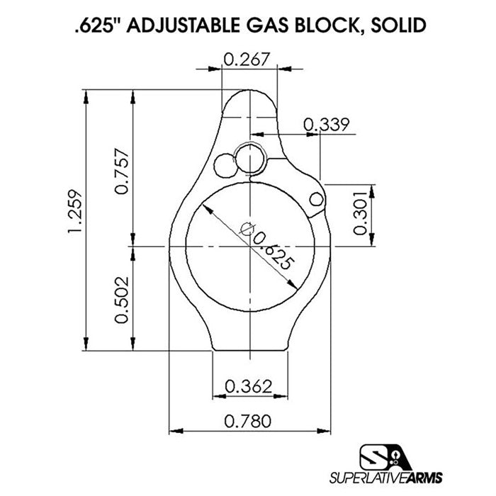 AR-15 SOLID ADJUSTABLE GAS BLOCK 850011846391