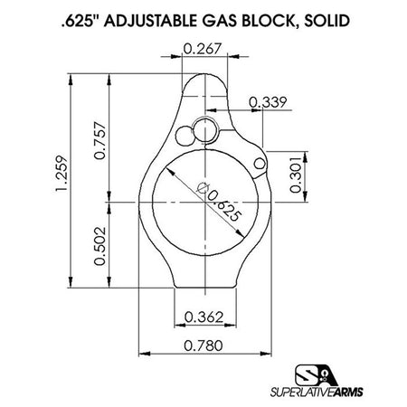 AR-15 SOLID ADJUSTABLE GAS BLOCK 850011846391