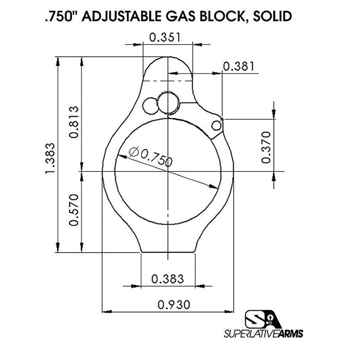 AR-15 SOLID ADJUSTABLE GAS BLOCK 850011846445