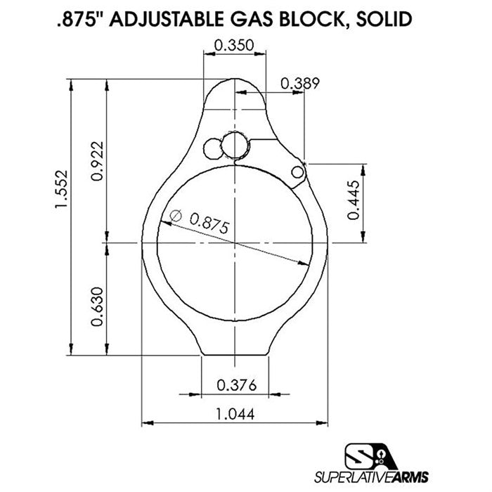AR-15 SOLID ADJUSTABLE GAS BLOCK 850011846476