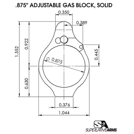 AR-15 SOLID ADJUSTABLE GAS BLOCK 850011846483