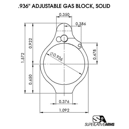 AR-15 SOLID ADJUSTABLE GAS BLOCK 850011846513