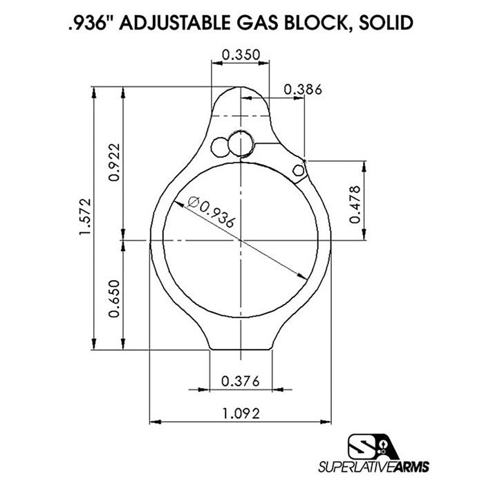AR-15 SOLID ADJUSTABLE GAS BLOCK 850011846520
