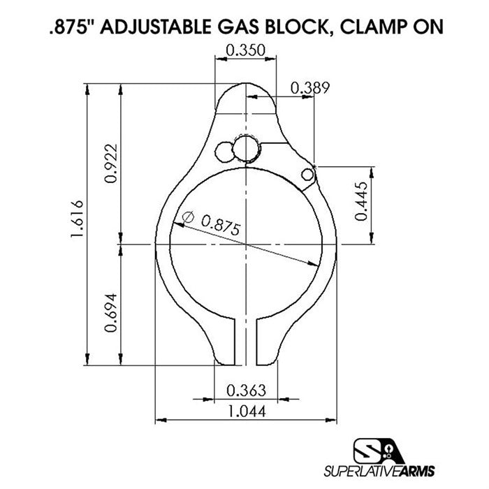 AR-15 CLAMP ON ADJUSTABLE GAS BLOCK 850011846452