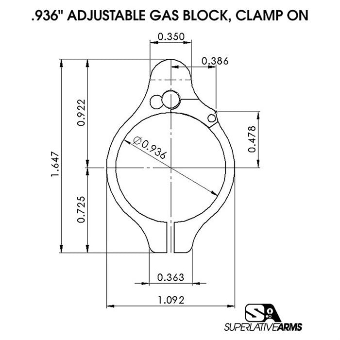 AR-15 CLAMP ON ADJUSTABLE GAS BLOCK 850011846490