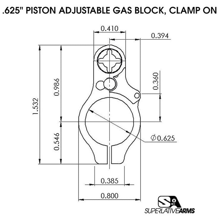 AR-15 ADJUSTABLE PISTON SYSTEM W/CLAMP 0.625" BLOCK RIGHT HAND 850011846346
