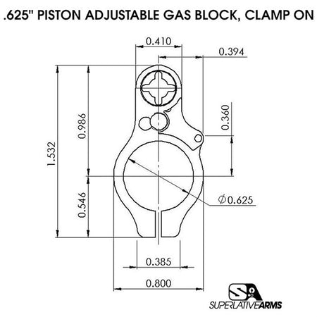 AR-15 ADJUSTABLE PISTON SYSTEM W/CLAMP 0.625" BLOCK RIGHT HAND 850011846346