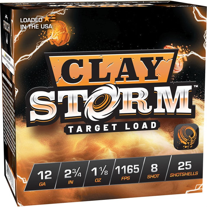 CLAY STORM 12 GAUGE 2-3/4" 1-1/8OZ #8 SHOT 1165 FPS 25/BOX