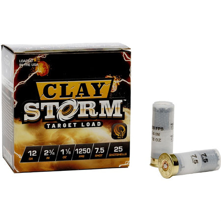 CLAY STORM 12 GAUGE 2-3/4" 1-1/8OZ #7.5 SHOT 1250 FPS 25/BOX