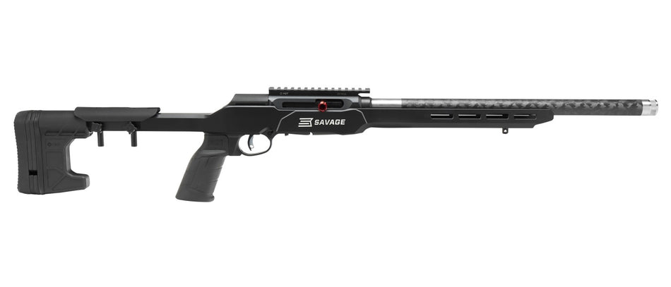 Savage Arms 47256 A22 Precision Lite Full Size 22 LR 10+1 18" Carbon Fiber Threaded Barrel, Black Picatinny Rail Carbon Steel Receiver, M-LOK Handguard, Black MDT Chassis Aluminum Stock, Black Polymer