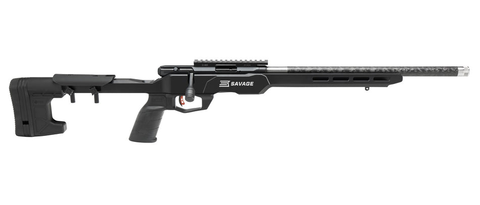 Savage Arms 70256 B Series Precision Lite Full Size 22 LR 10+1 18" Carbon Fiber Heavy Barrel, Black Picatinny Rail Carbon Steel Receiver, Black MDT Chassis Synthetic Stock, Black Polymer Grip, Right H