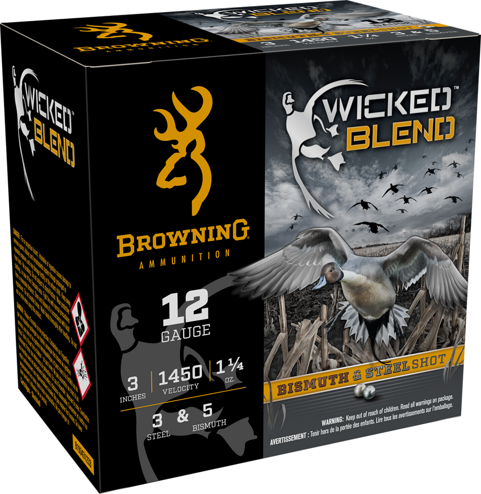 Browning Ammo B193431233 Wicked Blend 12Gauge 3" 1 1/4oz 3/5BI Shot 25 Per Box/10 Case 1300 FPS