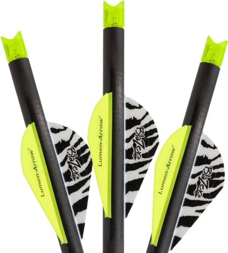 LUMENOK XBOW ARROW 20" CARBON GRN LIGHTED CRESCENT NOCK 3PK