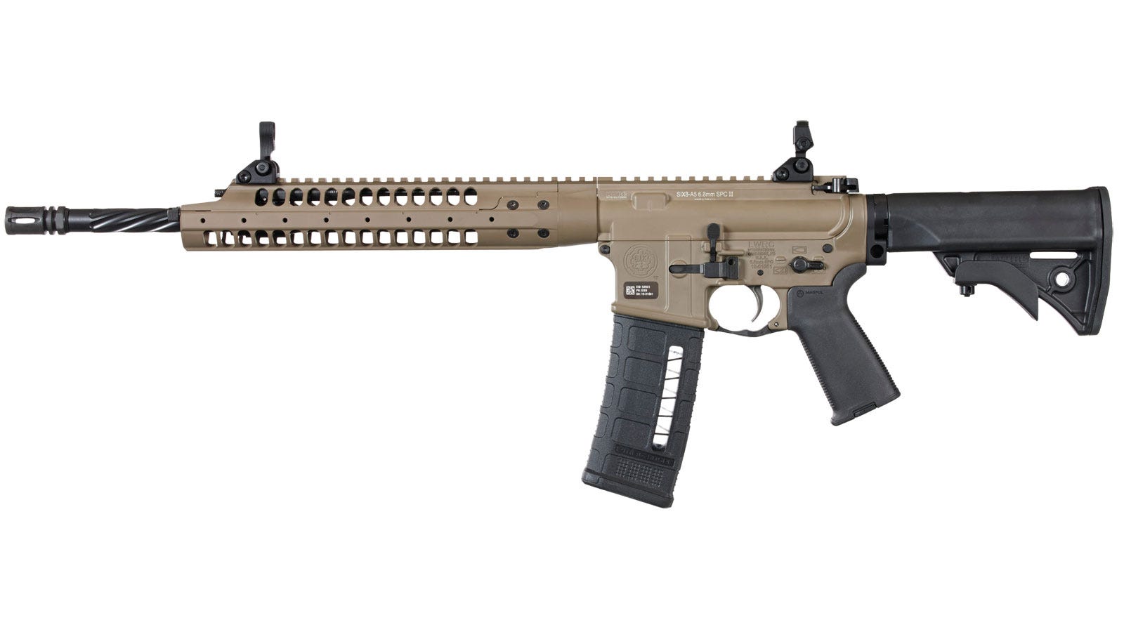 LWRC SIX8A5RCK16 SIX8 A5 6.8mm Rem SPC II 16.10" 30+1 Flat Dark Earth Cerakote Adjustable Stock