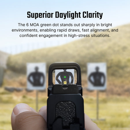 Osight SE 6 MOA Green Dot Sight Enclosed Emitter RMSc Footprint Side-Loading Battery
