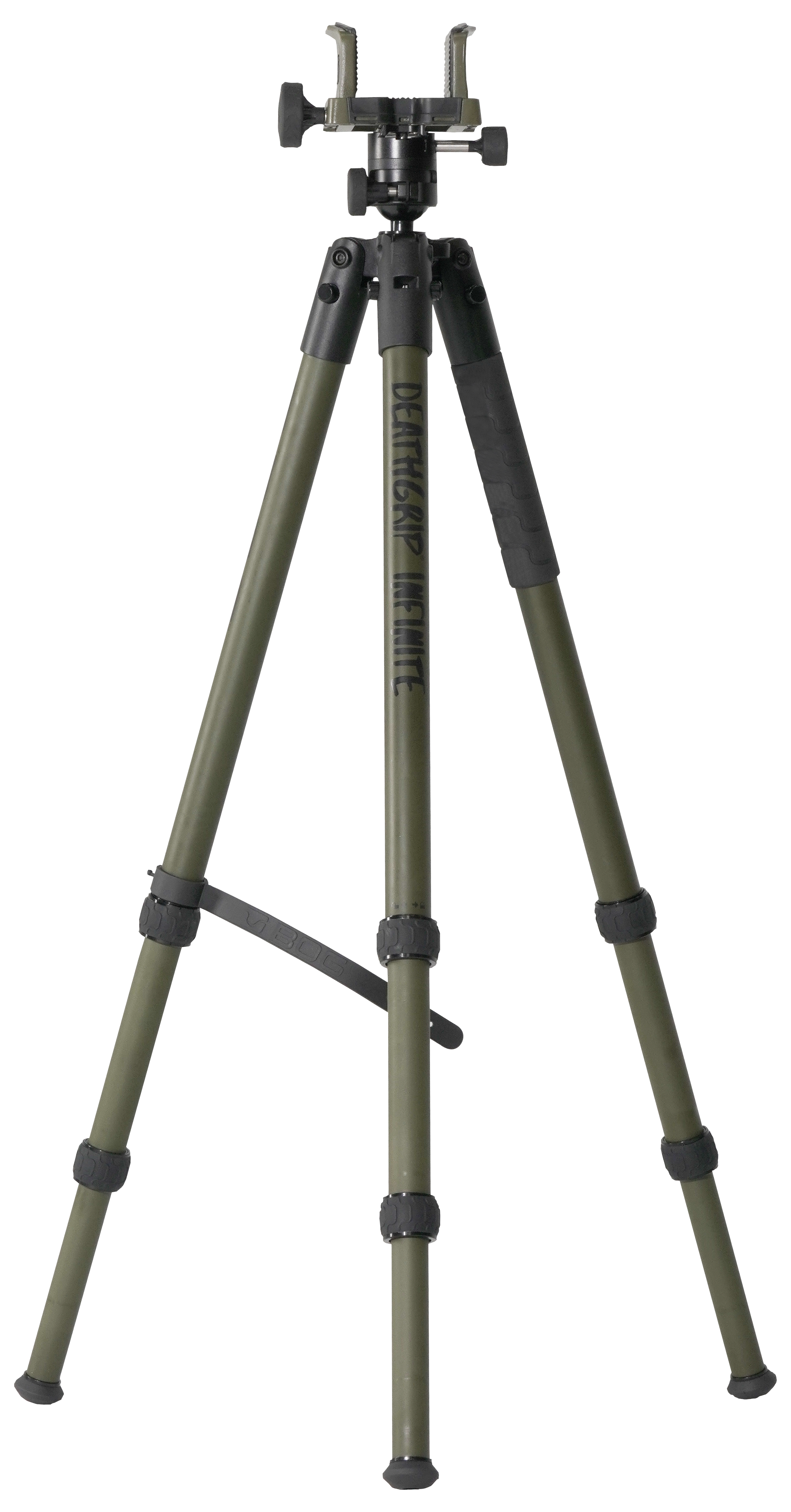 Bog-Pod 1159188 DeathGrip Infinite Tripod, Aluminum with Black/OD Green Finish, Ball Head Mount, Hybrid Foot & DeathGrip Clamping System