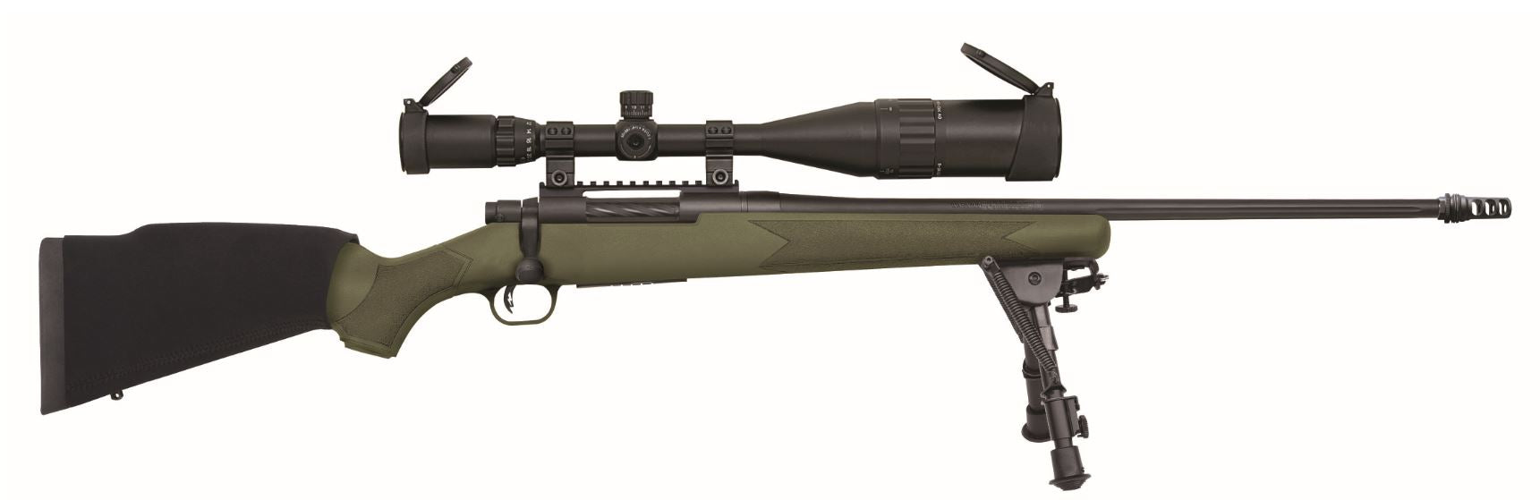 Mossberg 27924 Patriot Night Train 308 Win Caliber with 5+1 Capacity, 22" Threaded/Fluted Barrel, Matte Blued Metal Finish & OD Green Synthetic Stock Right Hand (Full Size) Includes 6-24x50mm Scope