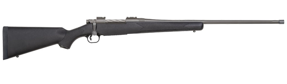 Mossberg 28135 Patriot Full Size 300 Win Mag 3+1 24" Stainless Cerakote Fluted Barrel, Stainless Cerakote Receiver Drilled & Tapped, Black Fixed Synthetic Stock, Right Hand