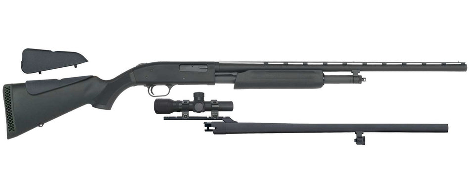 Mossberg 54047 500 Field/Deer Pump 20 Gauge 5+1 3" 26" Vent Rib/24" Slugster Barrels, Matte Blued Metal Finish, Synthetic Dual Comb Stock, Includes Accu-Set Chokes & Dead Ringer 2.5x20mm Scope