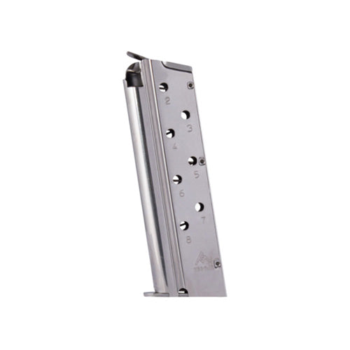 Mec-Gar USA Pistol Magazine, 40S&W, 8 Rounds, Fits 1911 Pistols, Silver, Steel, Nickel Finish MGCGOV40N