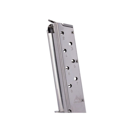 Mec-Gar USA Pistol Magazine, 40S&W, 8 Rounds, Fits 1911 Pistols, Silver, Steel, Nickel Finish MGCGOV40N