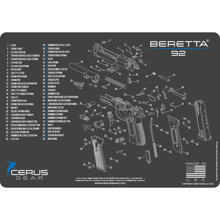 BERETTA 92 SCHEMATIC CHAR GRAY