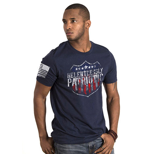 MENS TSHIRT RELENTLESSLY PATRIOTIC NVY S