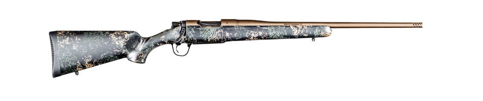Christensen Arms 8010119100 Mesa FFT 7mm PRC 3+1 22" Threaded Barrel, Burnt Bronze Cerakote, Green with Black/Tan Webbing Stock
