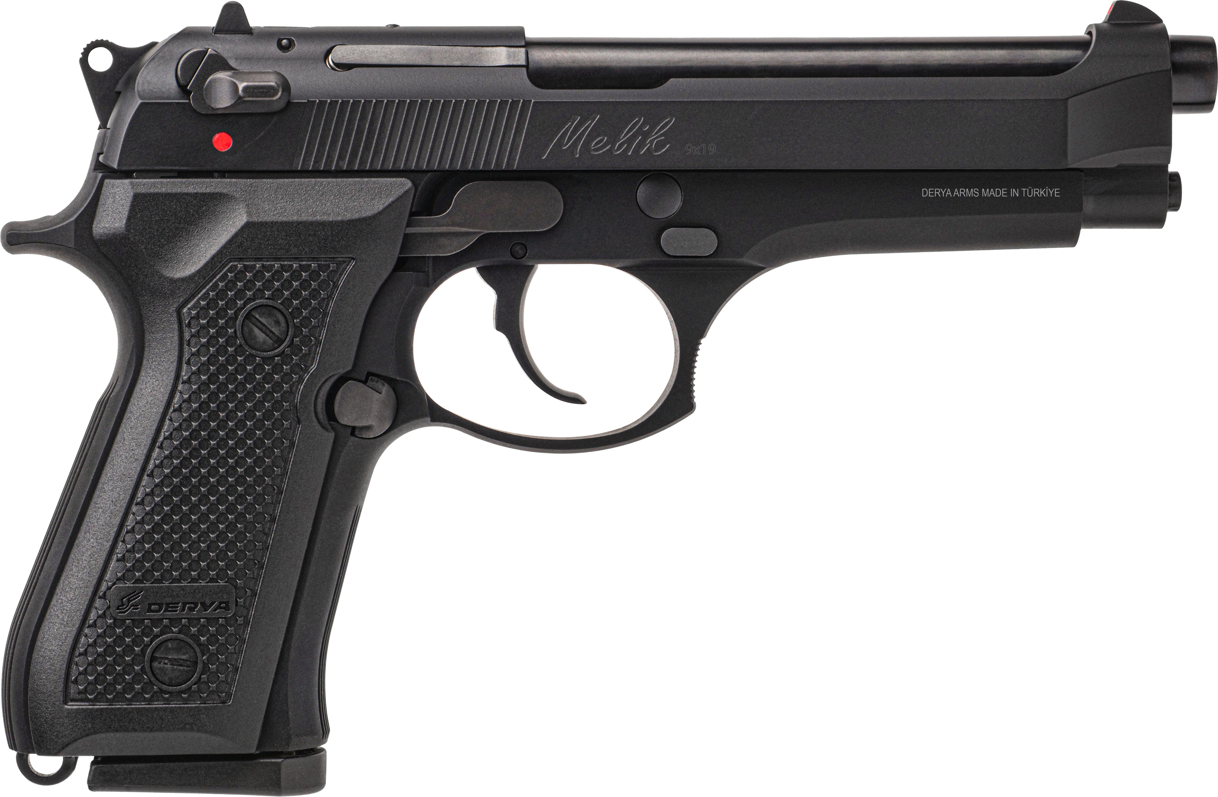 Derya Firearms MELIK9TR Melik 9mm Luger 17+1 4.90" Black Melonite Steel Barrel, Black Melonite Serrated Steel Slide, Black Aluminum Frame, Black Polymer Grip