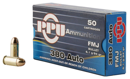 PPU .380 Auto 94gr FMJ Ammo