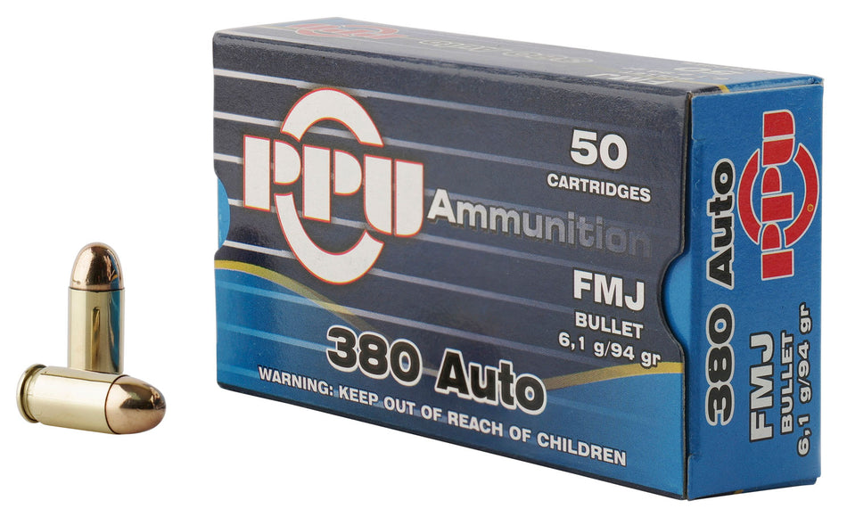 PPU .380 Auto 94gr FMJ Ammo