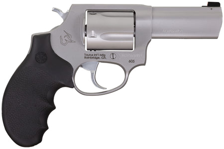 Taurus 2-60539NS 605 Defender Small 357 Mag/38 Special +P 5 Shot 3" Matte Stainless Steel Barrel, Cylinder & Frame, Hogue Finger Grooved Grip, Transfer Bar Safety, Exposed Hammer