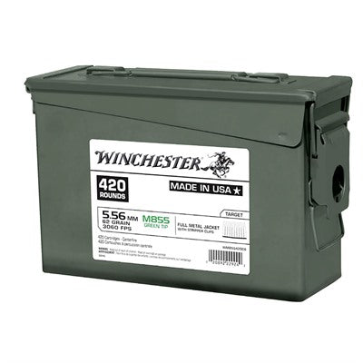 Winchester 5.56x45mm NATO M855 Green Tip Ammo Can Stripper Clips 62gr FMJ Ammo