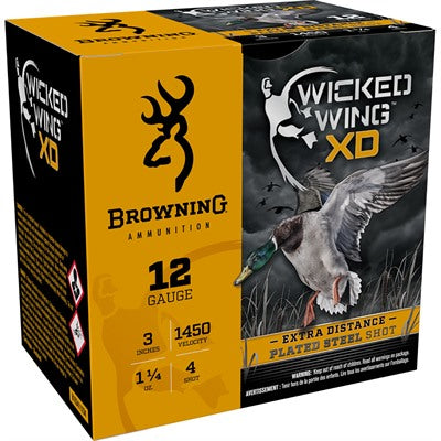 Browning Wicked Wing XD Extra Distance 12 Gauge 3" 1 1/4 oz #4 Shot